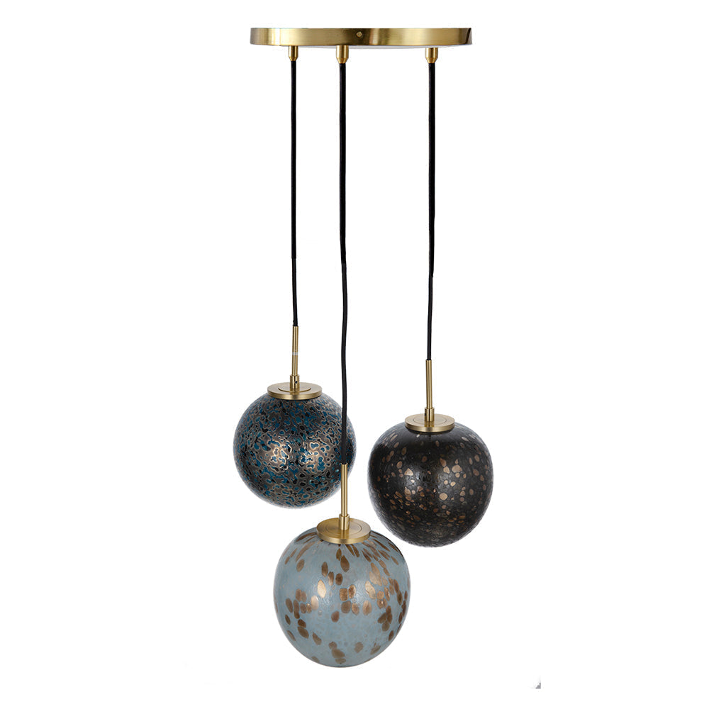 A&B Home Bundle of 6 Meri 20" x 88" 3-Light Blue Toned Glass Orb Pendant Lighting