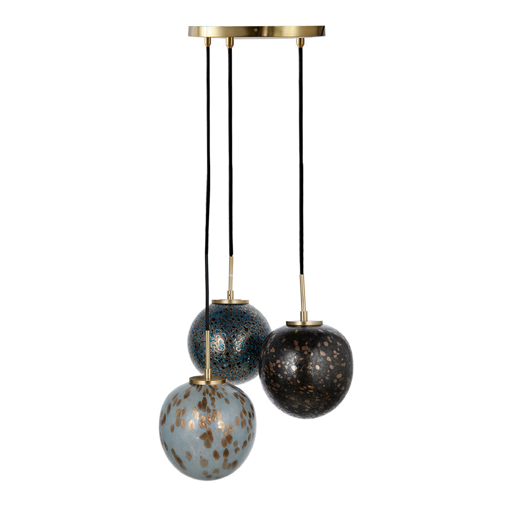 A&B Home Bundle of 6 Meri 20" x 88" 3-Light Blue Toned Glass Orb Pendant Lighting