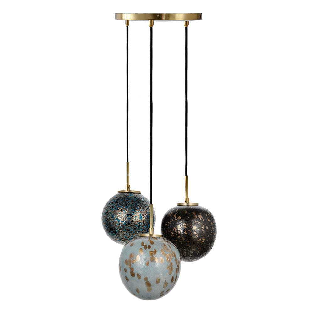 A&B Home Bundle of 6 Meri 20" x 88" 3-Light Blue Toned Glass Orb Pendant Lighting