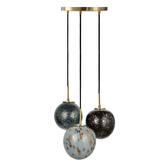 A&B Home Bundle of 6 Meri 20" x 88" 3-Light Blue Toned Glass Orb Pendant Lighting