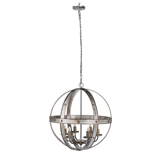 A&B Home Bundle of 6 Ordway 24" x 26" 6-Light Antique Silver Iron Sphere Chandelier