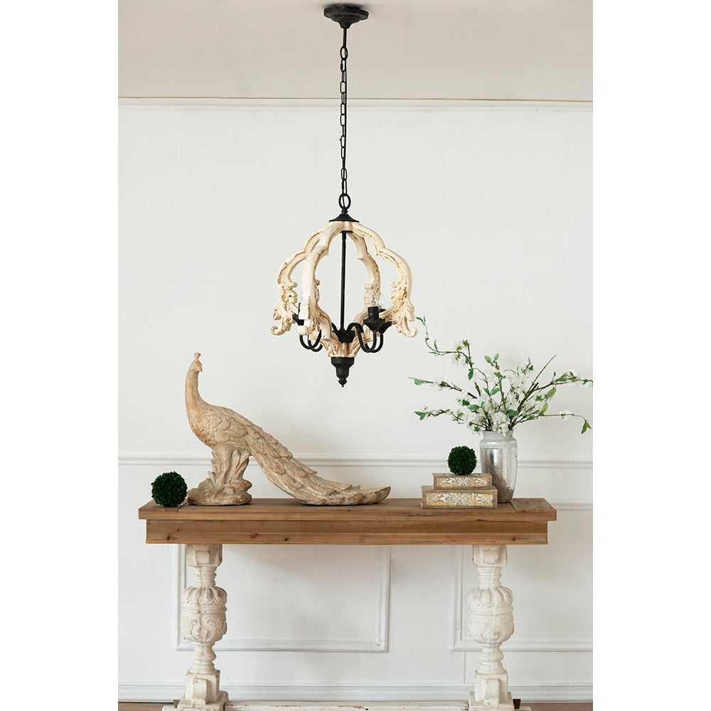 A&B Home Bundle of 6 Swithun 15" x 24" 4-Light Distressed White Rustic Wooden Chandelier