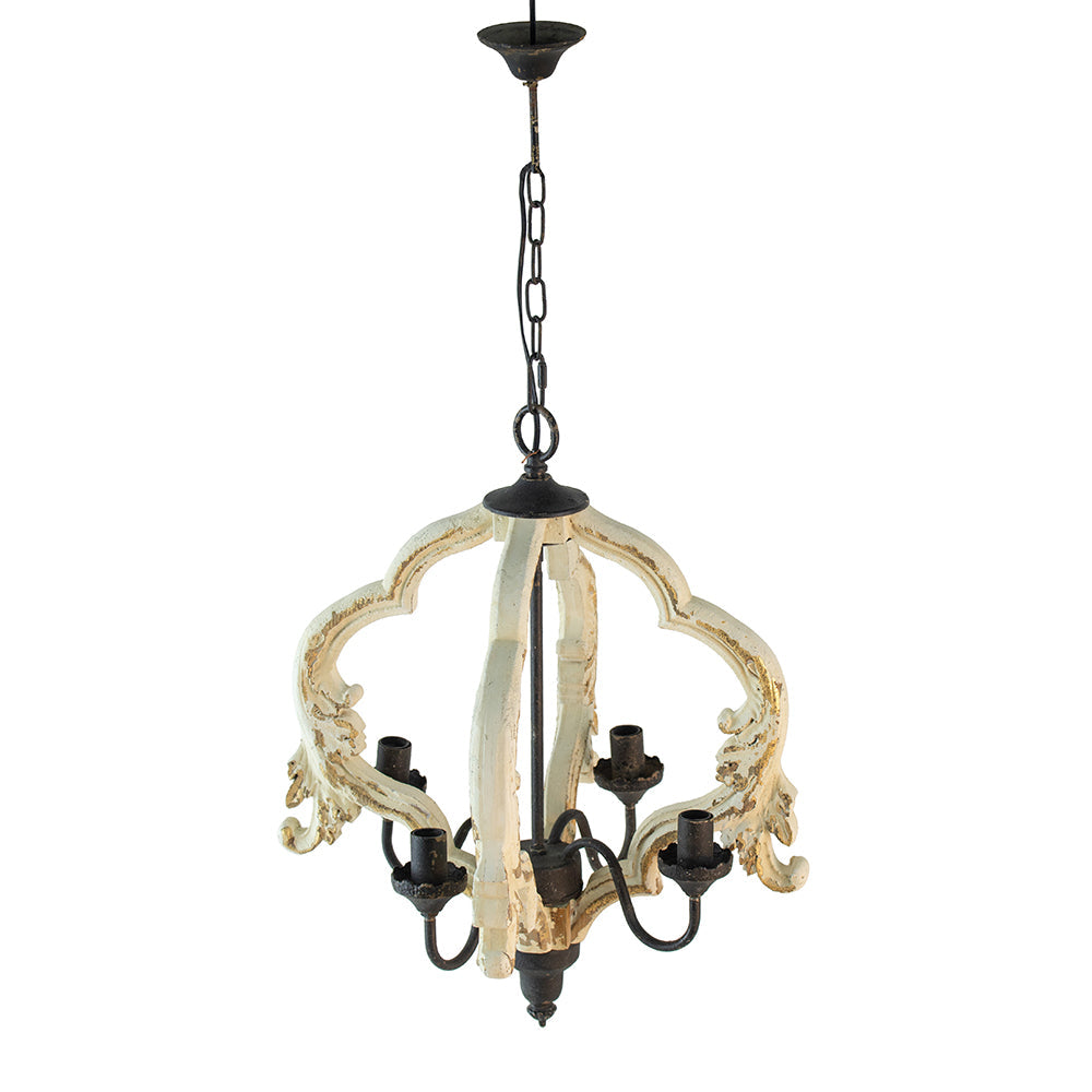 A&B Home Bundle of 6 Swithun 15" x 24" 4-Light Distressed White Rustic Wooden Chandelier