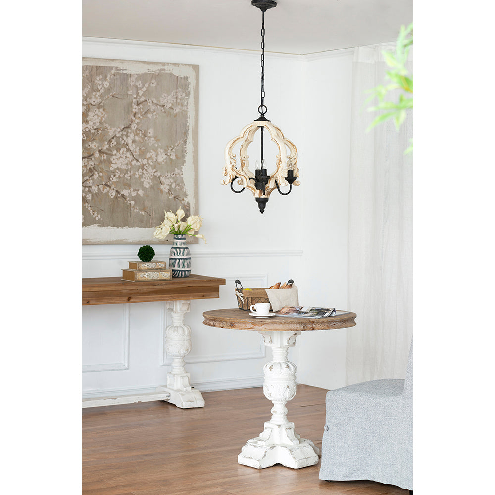 A&B Home Bundle of 6 Swithun 15" x 24" 4-Light Distressed White Rustic Wooden Chandelier