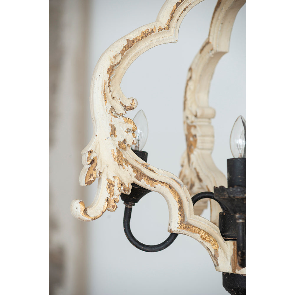 A&B Home Bundle of 6 Swithun 15" x 24" 4-Light Distressed White Rustic Wooden Chandelier
