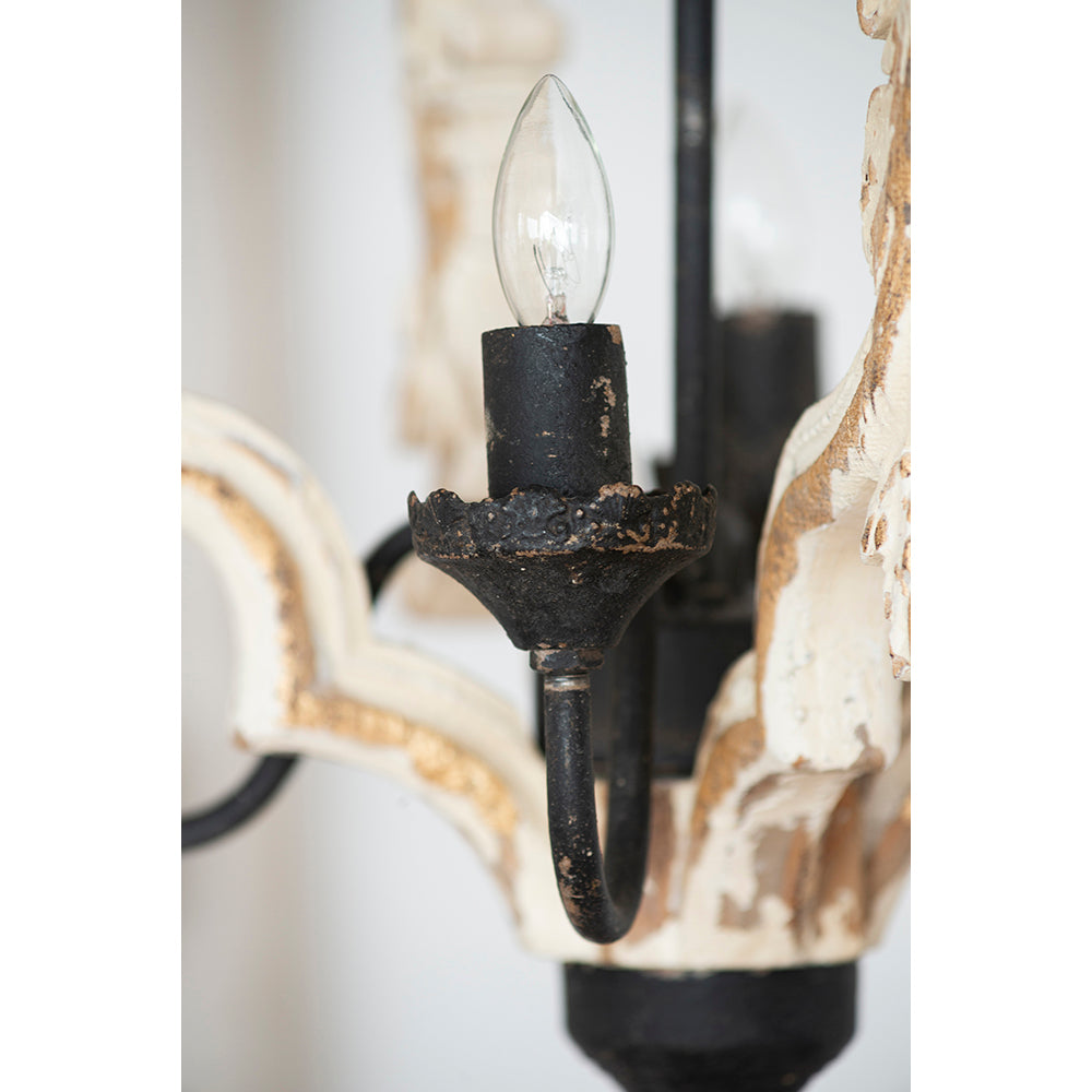 A&B Home Bundle of 6 Swithun 15" x 24" 4-Light Distressed White Rustic Wooden Chandelier
