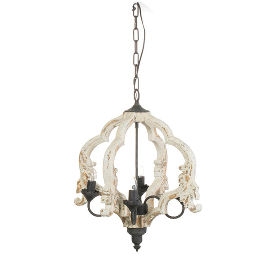 A&B Home Bundle of 6 Swithun 15" x 24" 4-Light Distressed White Rustic Wooden Chandelier