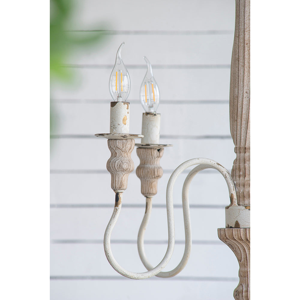 A&B Home Bundle of 7 18" x 25" 4-Light Distressed White Wooden Chandelier