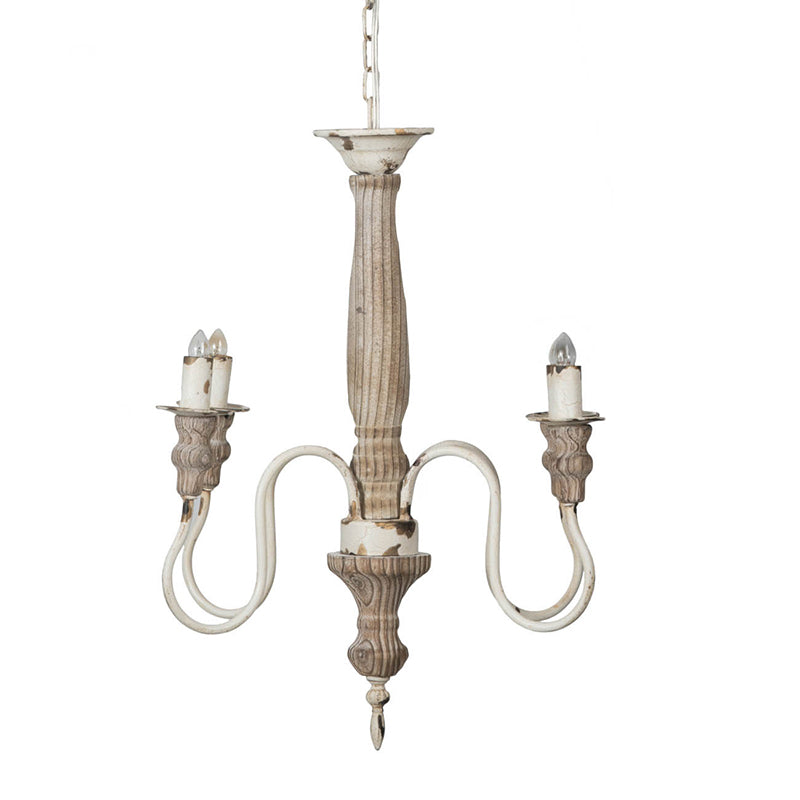 A&B Home Bundle of 7 18" x 25" 4-Light Distressed White Wooden Chandelier
