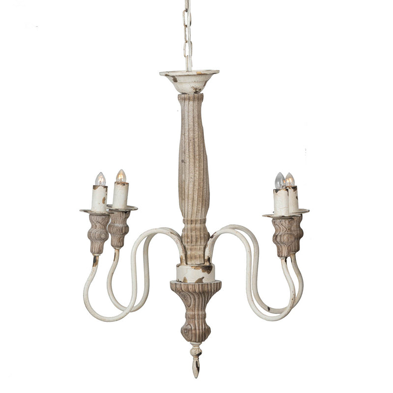A&B Home Bundle of 7 18" x 25" 4-Light Distressed White Wooden Chandelier