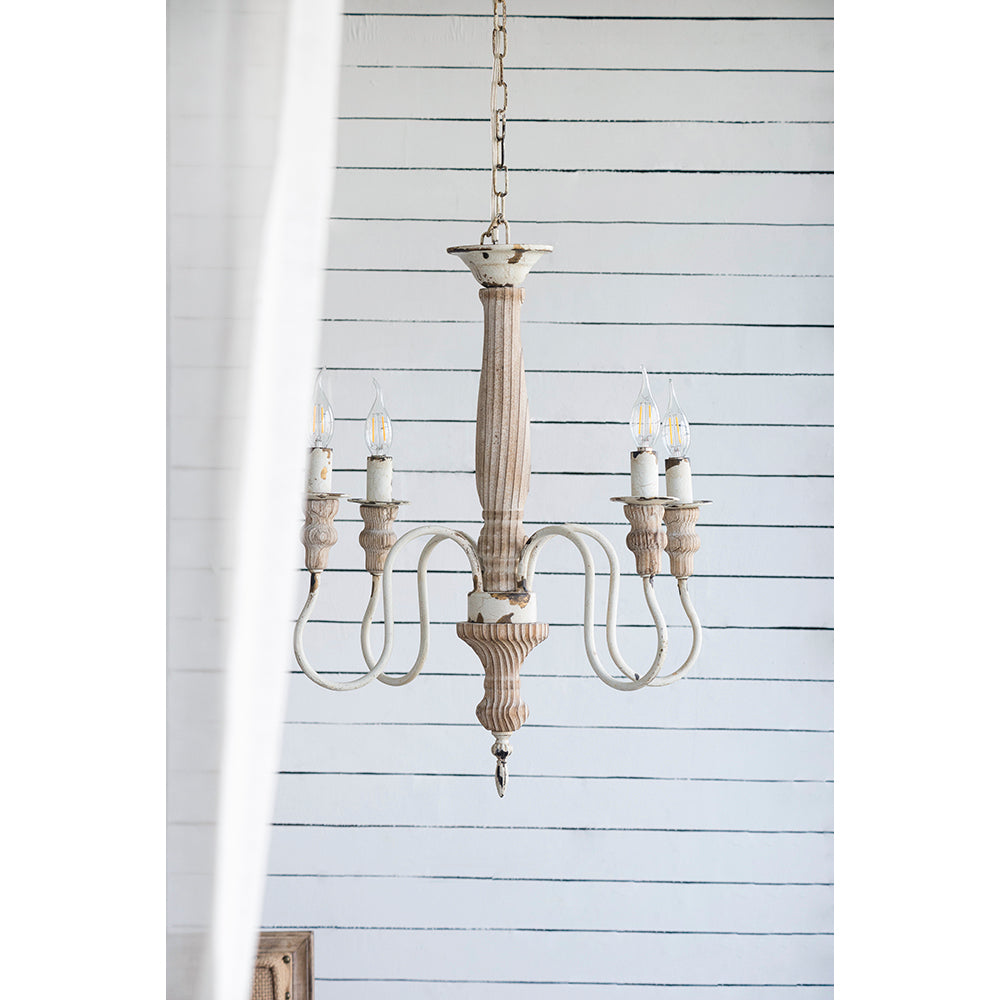 A&B Home Bundle of 7 18" x 25" 4-Light Distressed White Wooden Chandelier