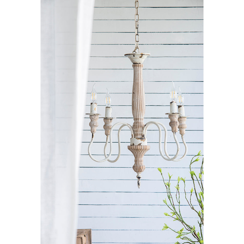 A&B Home Bundle of 7 18" x 25" 4-Light Distressed White Wooden Chandelier
