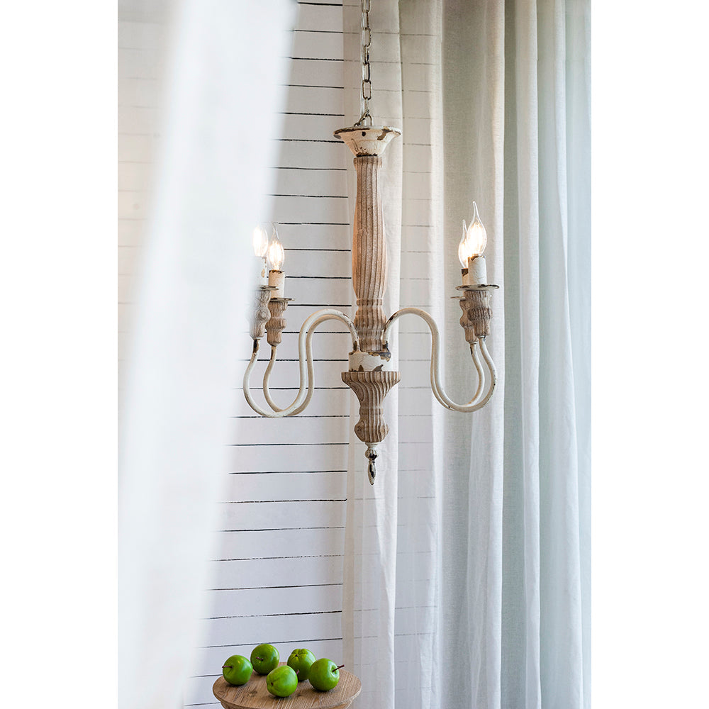 A&B Home Bundle of 7 18" x 25" 4-Light Distressed White Wooden Chandelier
