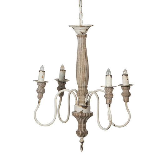 A&B Home Bundle of 7 18" x 25" 4-Light Distressed White Wooden Chandelier