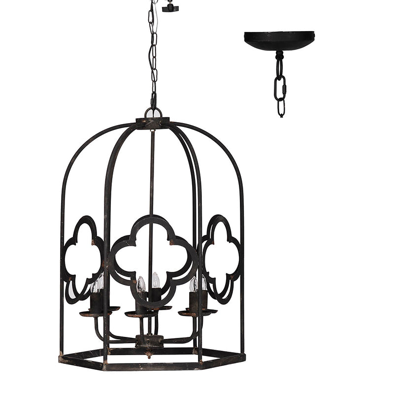 A&B Home Bundle of 7 18" x 28" Matte Black With Six-Light Chandelier
