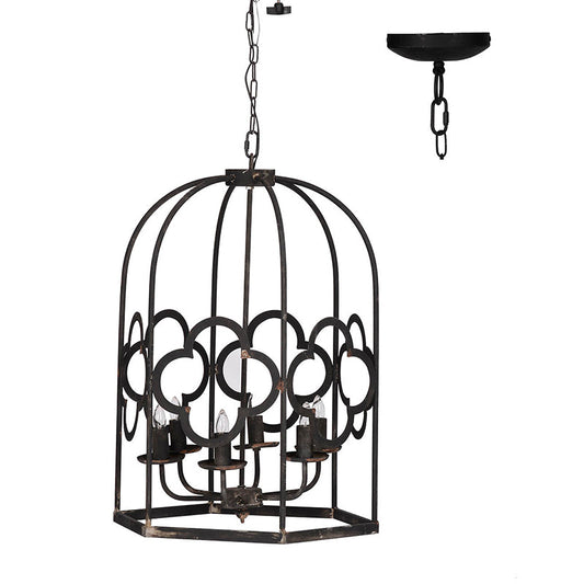 A&B Home Bundle of 7 18" x 28" Matte Black With Six-Light Chandelier