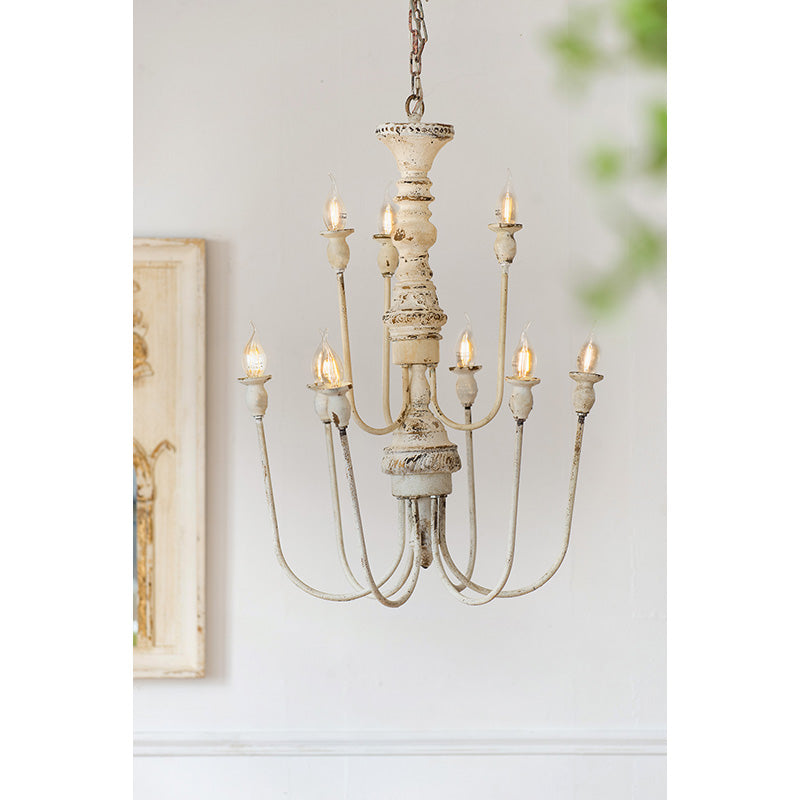 A&B Home Bundle of 7 19" x 29" Distressed White and Metal Chandelier