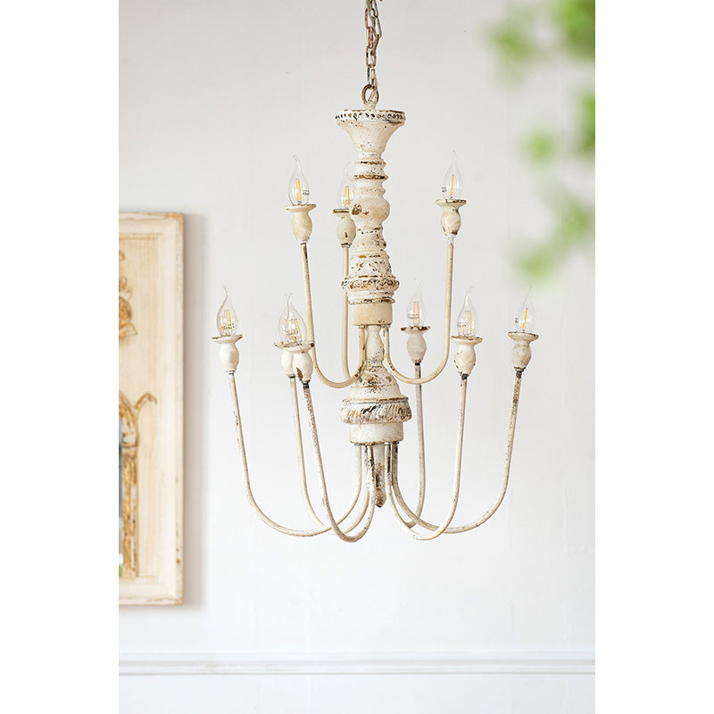 A&B Home Bundle of 7 19" x 29" Distressed White and Metal Chandelier