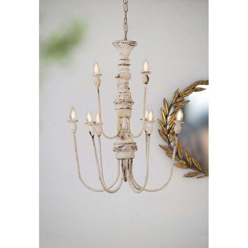 A&B Home Bundle of 7 19" x 29" Distressed White and Metal Chandelier