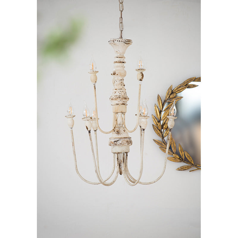 A&B Home Bundle of 7 19" x 29" Distressed White and Metal Chandelier