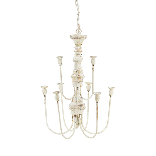 A&B Home Bundle of 7 19" x 29" Distressed White and Metal Chandelier