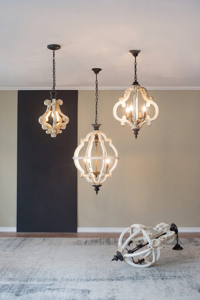 A&B Home Bundle of 7 20" x 27" Off-White and Bronze Chandelier