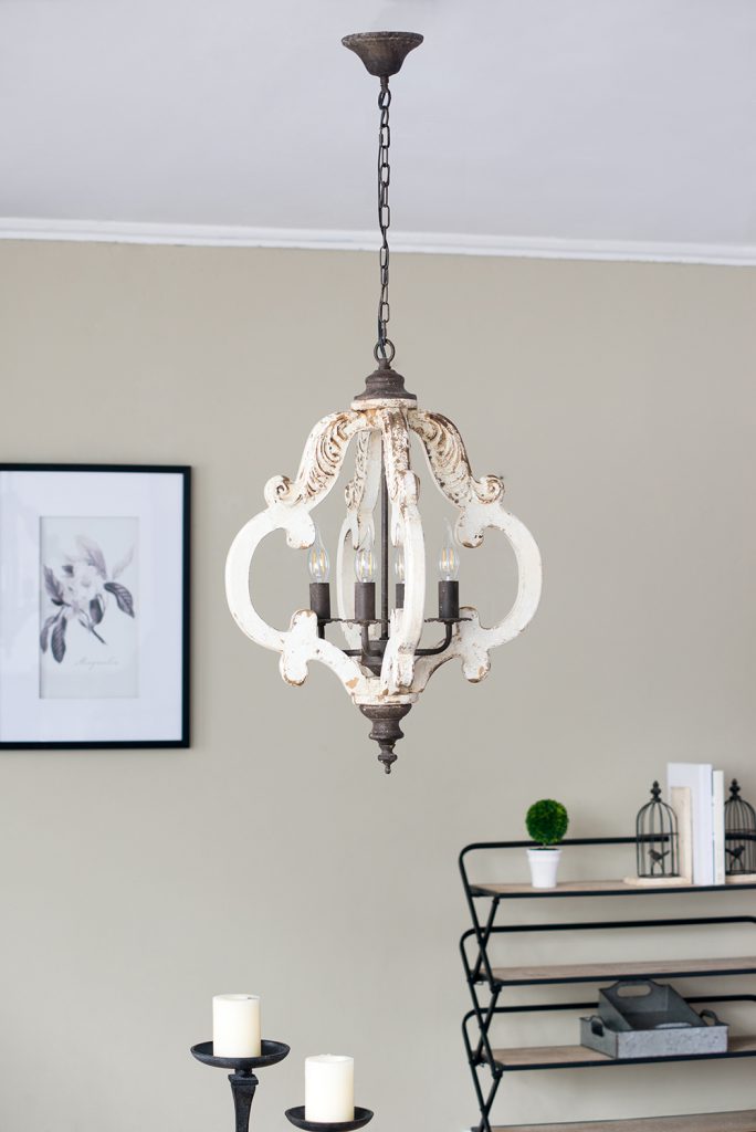 A&B Home Bundle of 7 20" x 27" Off-White and Bronze Chandelier