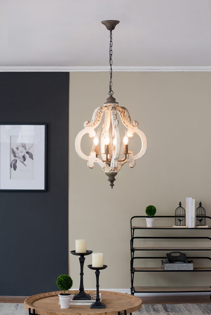 A&B Home Bundle of 7 20" x 27" Off-White and Bronze Chandelier