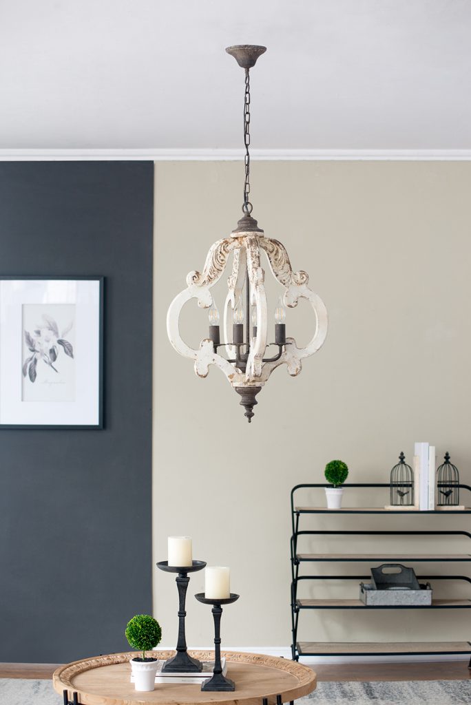 A&B Home Bundle of 7 20" x 27" Off-White and Bronze Chandelier