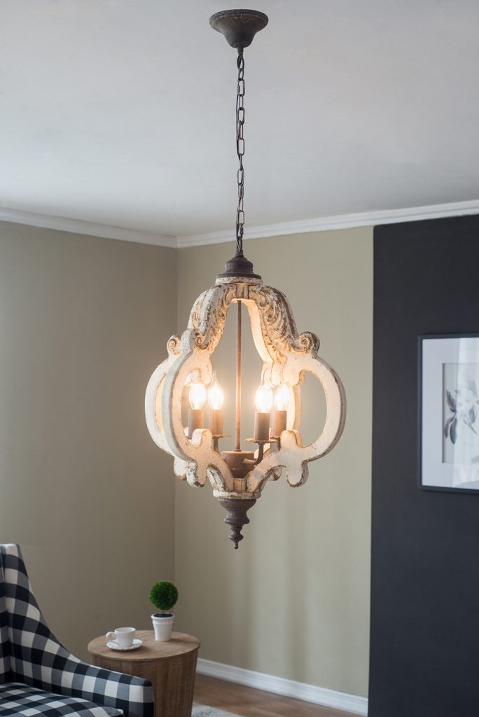 A&B Home Bundle of 7 20" x 27" Off-White and Bronze Chandelier