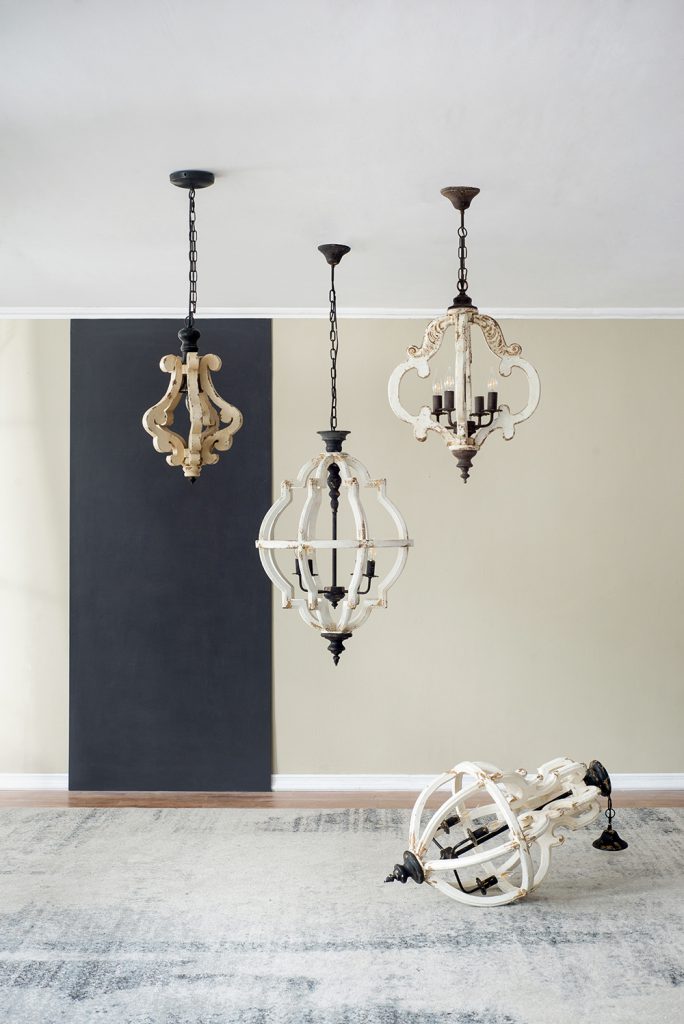 A&B Home Bundle of 7 20" x 27" Off-White and Bronze Chandelier