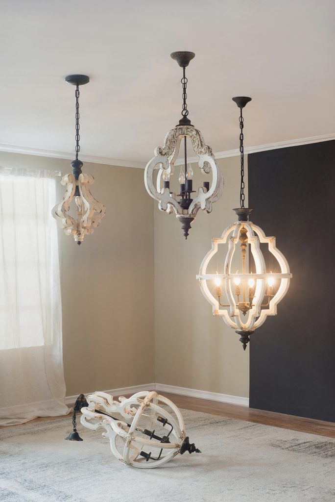A&B Home Bundle of 7 20" x 27" Off-White and Bronze Chandelier