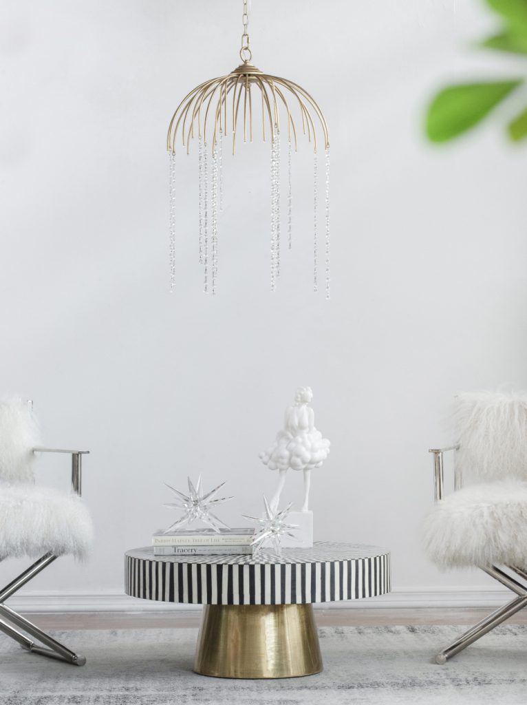 A&B Home Bundle of 7 20" x 29" Vintage Gold With Dazzling Beads Chandelier