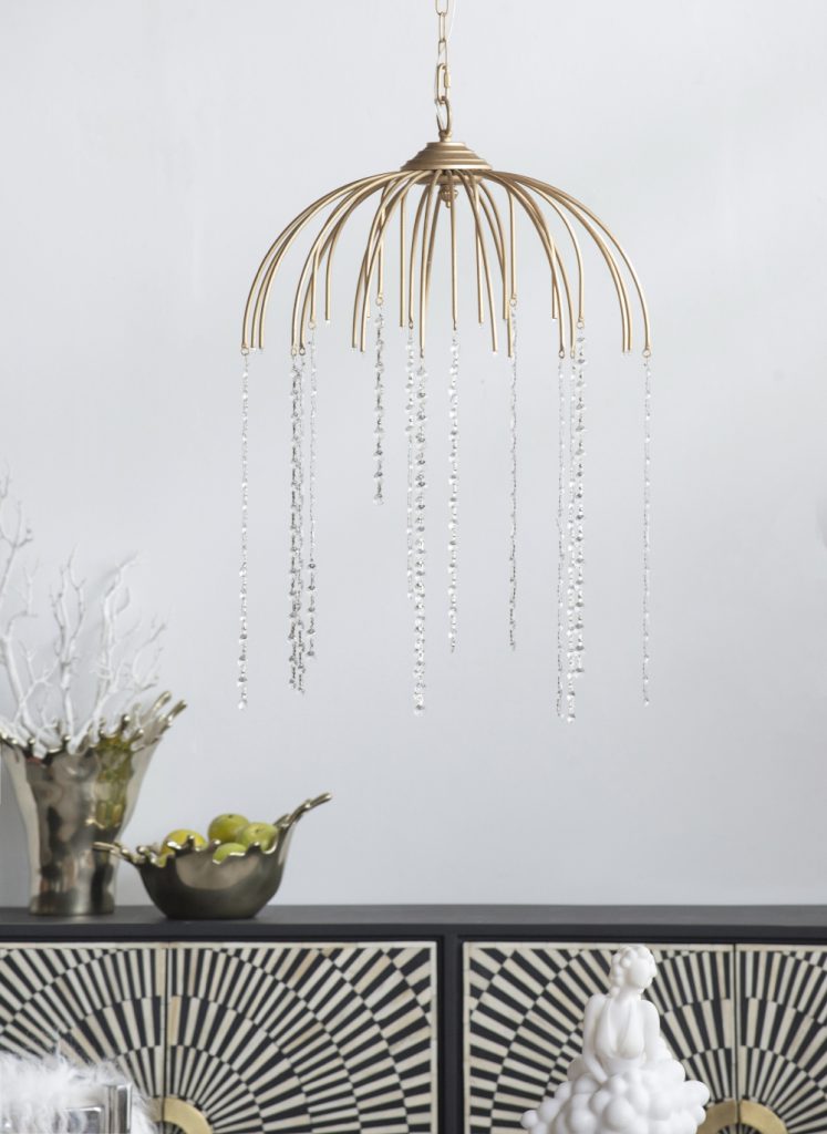 A&B Home Bundle of 7 20" x 29" Vintage Gold With Dazzling Beads Chandelier