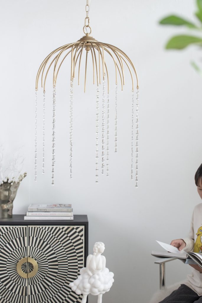 A&B Home Bundle of 7 20" x 29" Vintage Gold With Dazzling Beads Chandelier