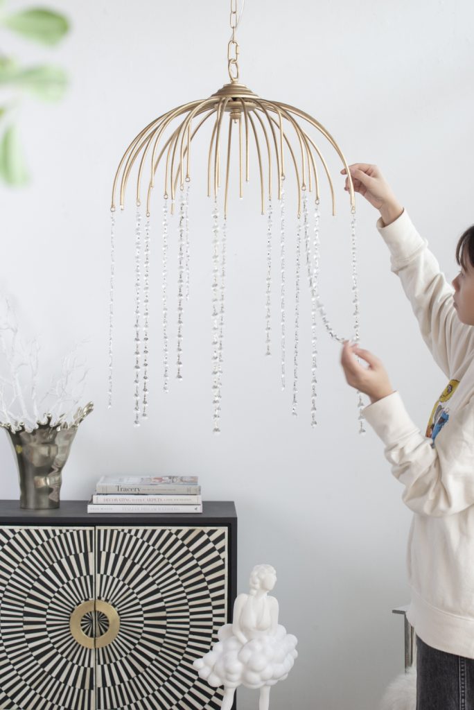 A&B Home Bundle of 7 20" x 29" Vintage Gold With Dazzling Beads Chandelier