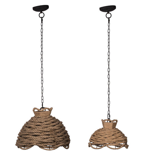 A&B Home Bundle of 7 Set of 2 Brown Rope Woven Chandelier With Iron Frame