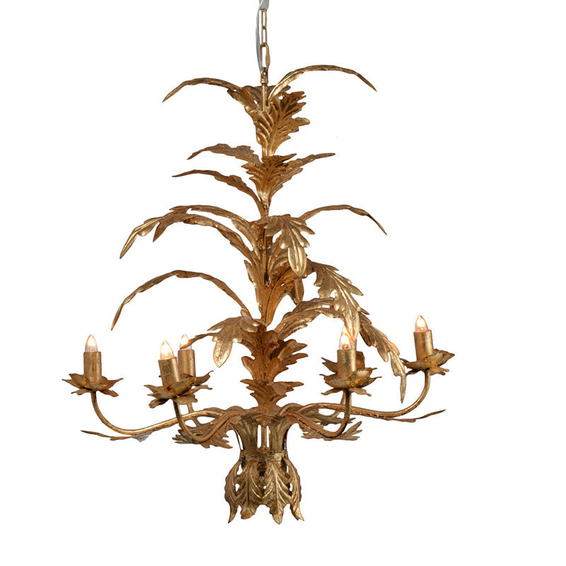A&B Home Bundle of 7 Valerio Fleur 26" x 30" 6-Light Antique Gold Leaf Design Chandelier