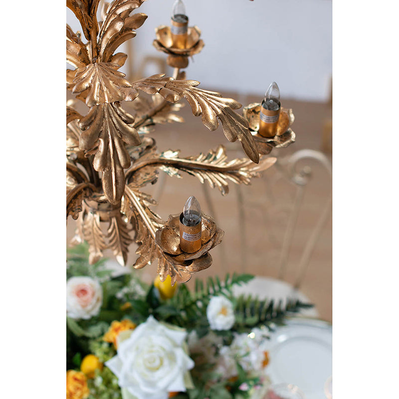 A&B Home Bundle of 7 Valerio Fleur 26" x 30" 6-Light Antique Gold Leaf Design Chandelier
