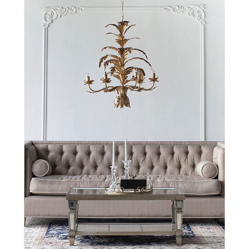 A&B Home Bundle of 7 Valerio Fleur 26" x 30" 6-Light Antique Gold Leaf Design Chandelier