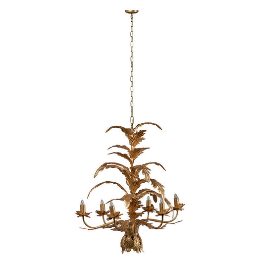 A&B Home Bundle of 7 Valerio Fleur 26" x 30" 6-Light Antique Gold Leaf Design Chandelier