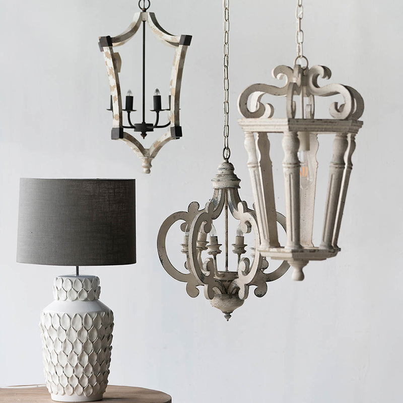 A&B Home Bundle of 8 Bonner 16" x 27" 1-Light Weathered White Chandelier