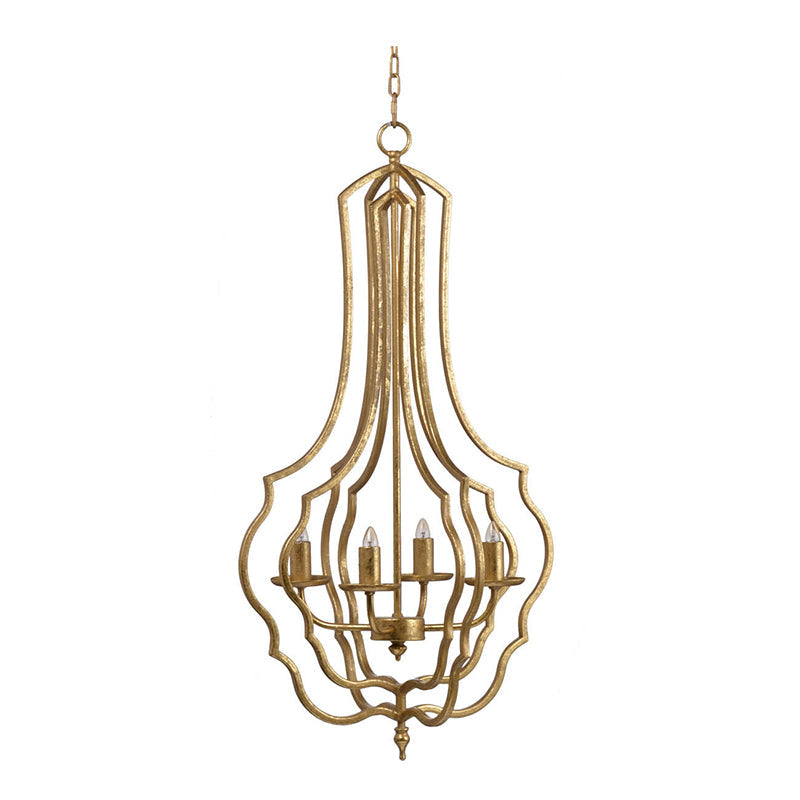 A&B Home Bundle of 8 Valerio 19" x 35" 4-Light Antique Gold Metal Frame Nested Chandelier
