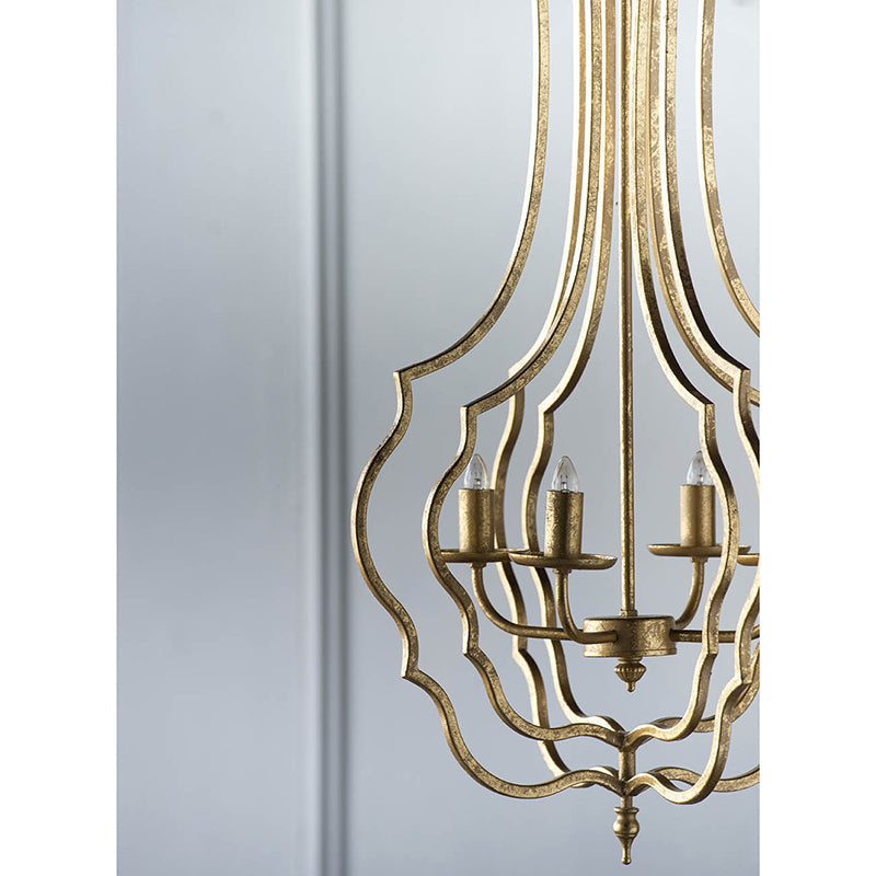 A&B Home Bundle of 8 Valerio 19" x 35" 4-Light Antique Gold Metal Frame Nested Chandelier