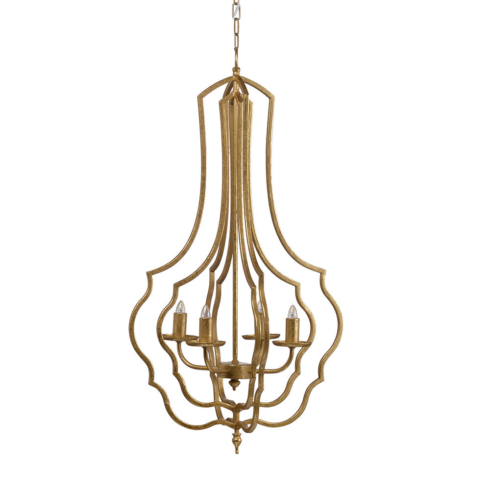 A&B Home Bundle of 8 Valerio 19" x 35" 4-Light Antique Gold Metal Frame Nested Chandelier