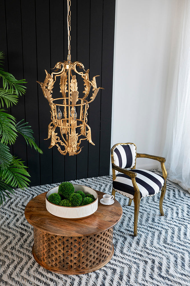 A&B Home Bundle of 9 20" x 28" Gold Metal Acanthus Leaf Design Chandelier
