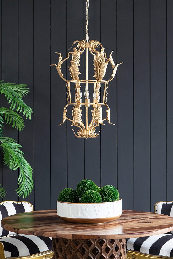 A&B Home Bundle of 9 20" x 28" Gold Metal Acanthus Leaf Design Chandelier