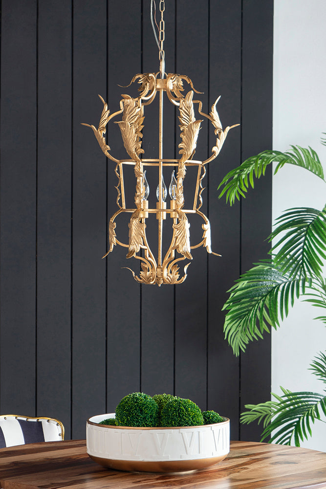 A&B Home Bundle of 9 20" x 28" Gold Metal Acanthus Leaf Design Chandelier