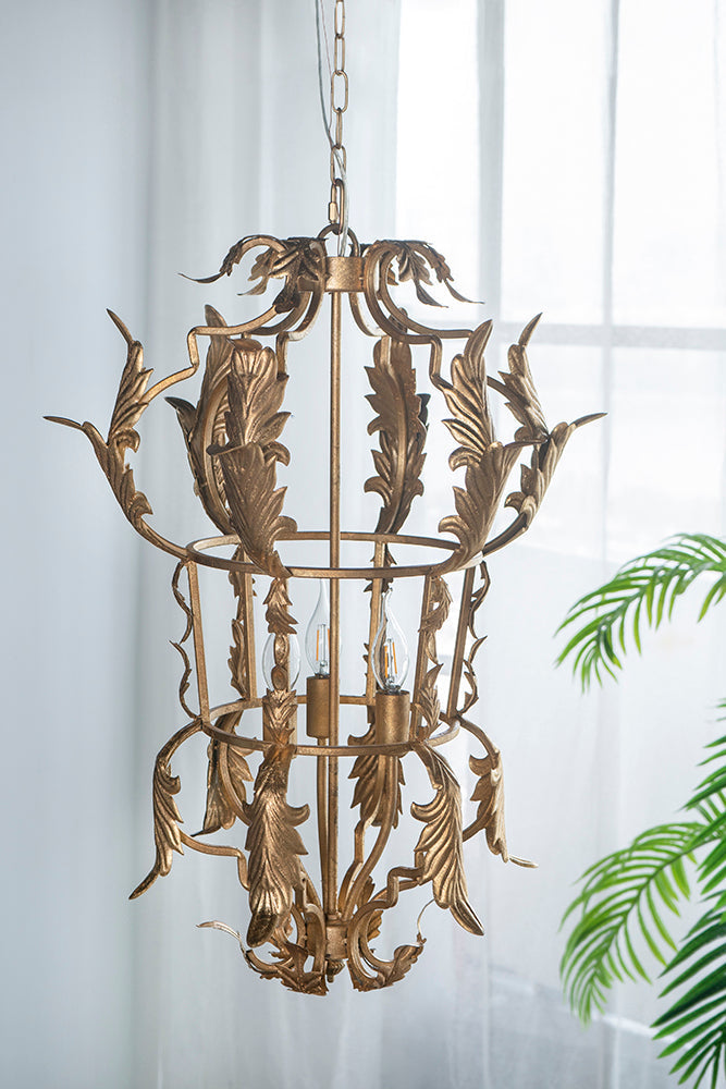 A&B Home Bundle of 9 20" x 28" Gold Metal Acanthus Leaf Design Chandelier