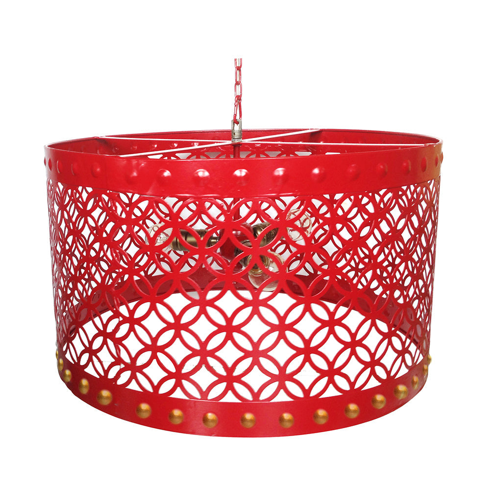 A&B Home Bundle of 9 21" x 12" 4-Light Round Red Metal Chandelier